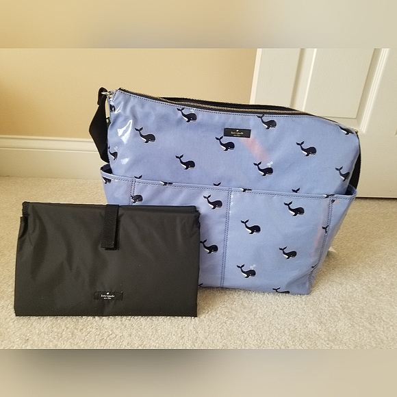 Kate Spade Serena Daycation Whale Printed Baby Bag With Changing Pad - Picture 6 of 8